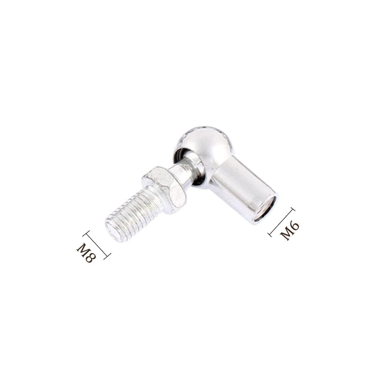 [Australia - AusPower] - 10pcs Angle Ball Joint - [M6x1.0 Right Female Thread, M8x1.25 Right Male Thread] Gas Spring Elbow Joint Fitting for Automotive, Hinged Door, Cupboard 