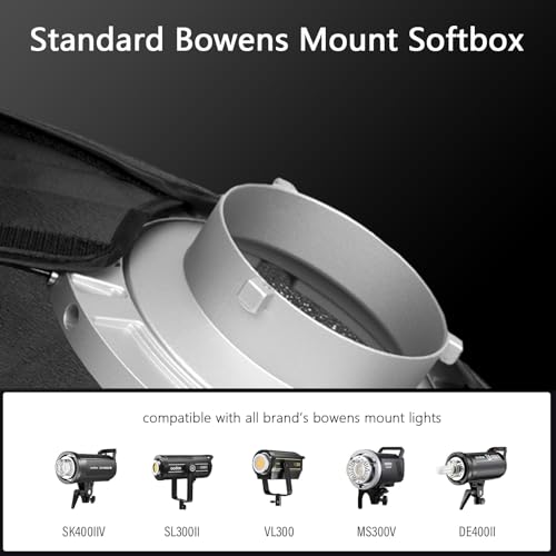 Godox 16" Small Square Softbox Quick Release, UL 40x40cm Universal Bowens Mount Soft Box Fast Setup for Studio Photography, Streaming, Video Lights with Diffusers/Honeycomb Grid/Diffuser Plate 40x40cm /16"