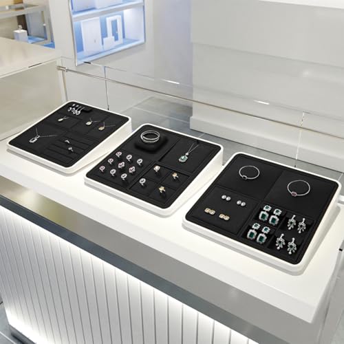 Oirlv Black Microfiber Jewelry Earring Necklace Tray P13707