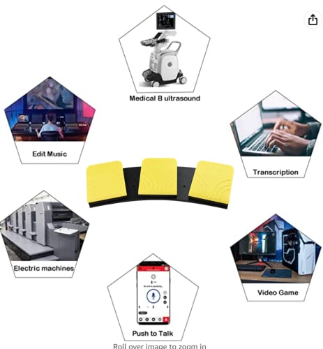 USB Foot Pedal for PC Gaming,Optical Control Foot Switch,Computer Map Mouse Keyboard Hotkey Combination Key Keypress Simulator Program Page Turner Transcription HID (Triple Pedal) Triple Pedal
