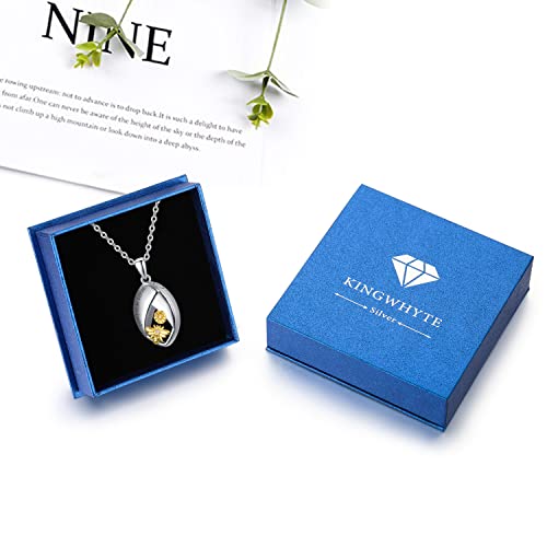 KINGWHYTE Bee Ashes Necklace for Women 925 Sterling Silver Urn Necklace for Ashes Pet Keepsake Cremation Jewelry Memory with Funnel Filler Kit