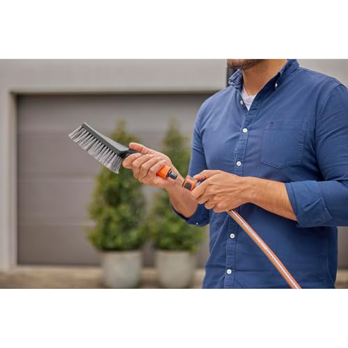 Gardena Cleansystem Wash Set with Hand-Held Brush M Soft: Wet Cleaning Brush for Smaller, Sensitive Surfaces, with Water-Flow Regulation, incl. soap Sticks for Effective Washing (18863-20)