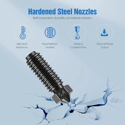 Hardened Steel Nozzle Kit for Anycubic Kobra 2 Series, 0.2mm, 0.4mm & 0.6mm Nozzle Replacement for Kobra 2, Kobra 2 Neo, Kobra 2 Pro, Kobra 2 Plus & Max, 3D Printer Accessories, 8-Pack Kobra 2 Nozzle (Multi Size)