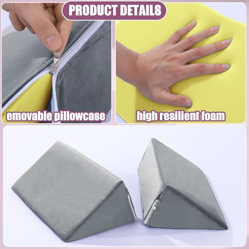 BALAPET 2 Pcs Small Wedge Pillow for Sleeping，Premium Foam Bed Pillow for Side Sleeping,Triangle Wedge Pillow for Leg Elevation,Yoga,Reduce Back Pain(Gray) Gray