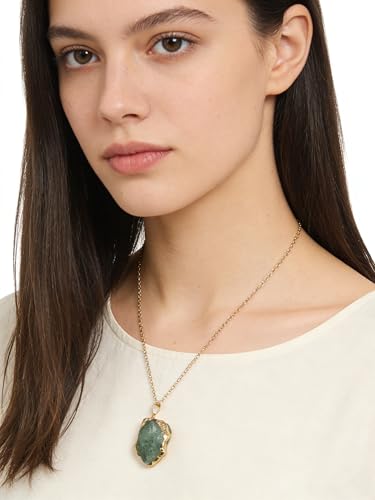 Prasiolite Natural Stone Pendant Irregular Geode Healing Crystal Necklace Stone Reiki Spiritual Quartz Gemstone Jewelry Gift for Woman