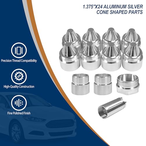 Torquizo cone-shaped chrome lug nut, sealed end, 1.375 x 24, for heavy-duty trucks