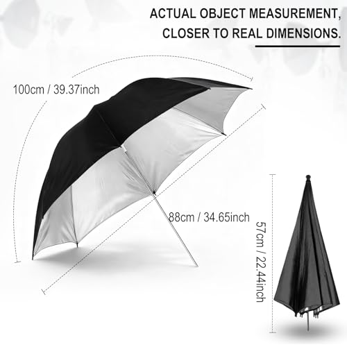 [2 Pack] 33'' Photography Umbrella Black & Silver Flash Umbrella black/silver