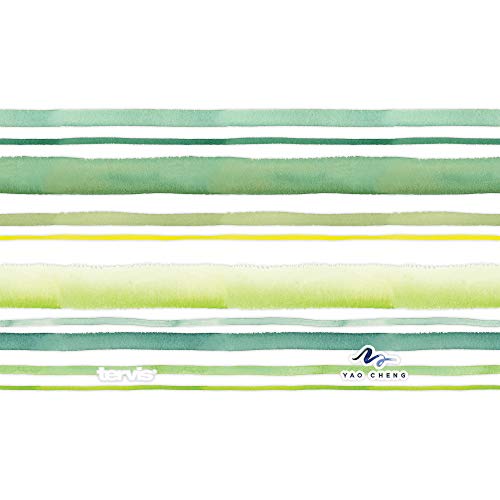 Tervis Yao Cheng Green Crystal Made in USA Double Walled Insulated Tumbler Travel Cup Keeps Drinks Cold & Hot, 16oz 4pk, Green Blue Stripe
