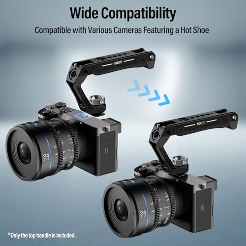 SIRUI Cold Shoe Mount Camera Top Handle, Universal Camera Cage Top Hand Grip with Anti-Off Designed Cold Shoe Adapter, and Multiple Mounting Points, AM-THC