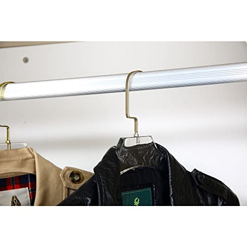 YBM Home Quality Acrylic Clear Coat Hangers Made of Clear Acrylic for a Luxurious Look and Feel for Wardrobe Closet, Clothes Hangers Organizes Closet, Without Bar, Silver w/Flat Hook, 4118-1 1 Gold W/ Flat Hook