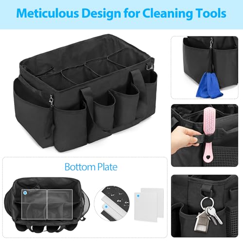 HODRANT Extra-Large Cleaning Caddy with Handles & Multi Pockets Black