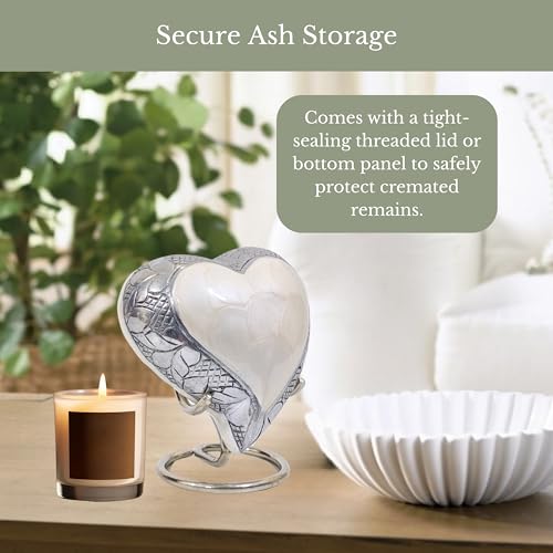 Heart Mini Urn for Ashes Adult Male, Female, White