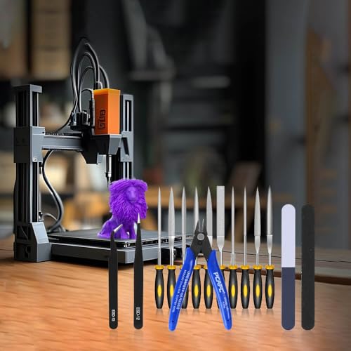 Hanboost 16Pcs 3D Printer Accessories for Cleaning and Finishing, High-Carbon Steel Needle Files, Polishing Bars & Tweezers Set for 3D Printing Enthusiasts, Model Builders and DIY Makers