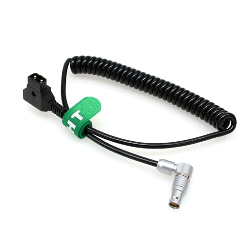 Coiled Power Cable for RED Komodo-X Epic Scarlet Dragon DSMC2 V-Raptor Ronin 4D Camera DJI Monitor Transmission, D-tap to Right Angle Rotatable Adjustable 6 Pin Female Rotatable Adjustable 90° Coiled 60cm