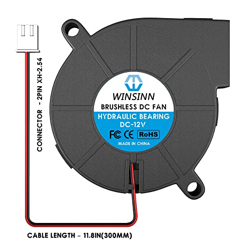 WINSINN 50mm Blower Fan 12V 5015 Hydraulic Bearing 50x15mm Turbine Turbo - High Speed (Pack of 4Pcs) 5015 12V