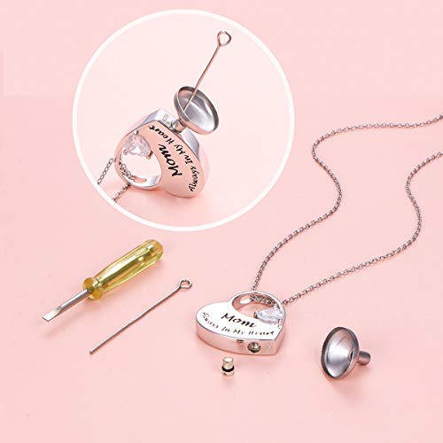 Flyow Cremation Urn Necklace for Ashes for Mom S925 Sterling Silver Keepsake Urn Jewelry Memorial Pendant Necklace for Women
