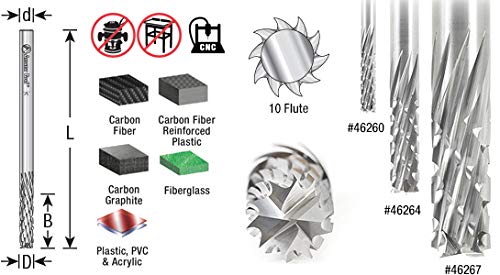 Amana Tool - 46262 Solid Carbide CNC Spiral Carbon Graphite & Carbon Fiber Panel Cutting 3 0.1875 inches
