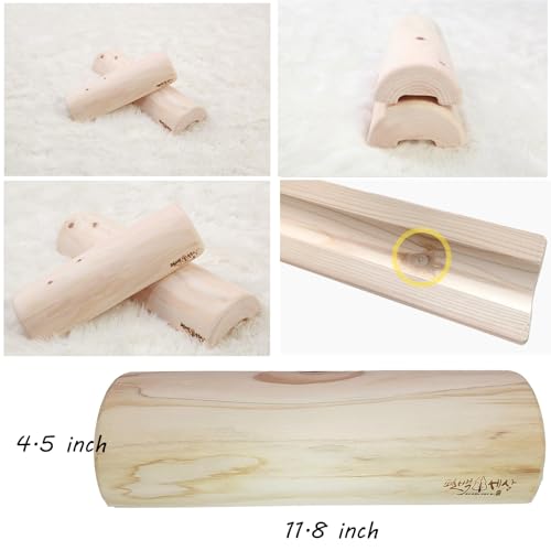 DEAD SKIN Wooden Pillow Hinoki Semicircular Pillow Made of Hinoki Cypress for Stiff Neck_11.8 inch x 2.16 inch