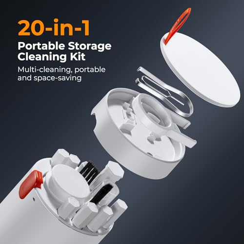 K&F CONCEPT 20-in-1 Keyboard Cleaning Kit for Phone, Camera, PC, Earphone White