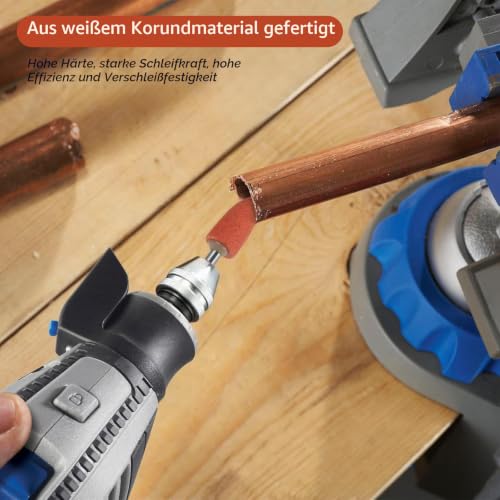 51-Piece Corundum Grinding Tip Set, Sanding Stones Polishing Heads, Grinding Heads, Rotary Tool Accessories, 1/8 Inch Sanding Disc Head, Corundum Grinding Attachment Set for Grinding, Polishing, Deburring, Metal, Glass