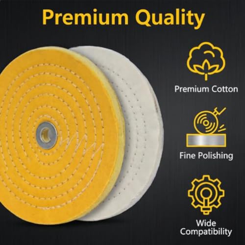 JUNLIXN 8-inch extra-thick cotton buffing wheels, yellow and white, with 5/8-inch arbor holes