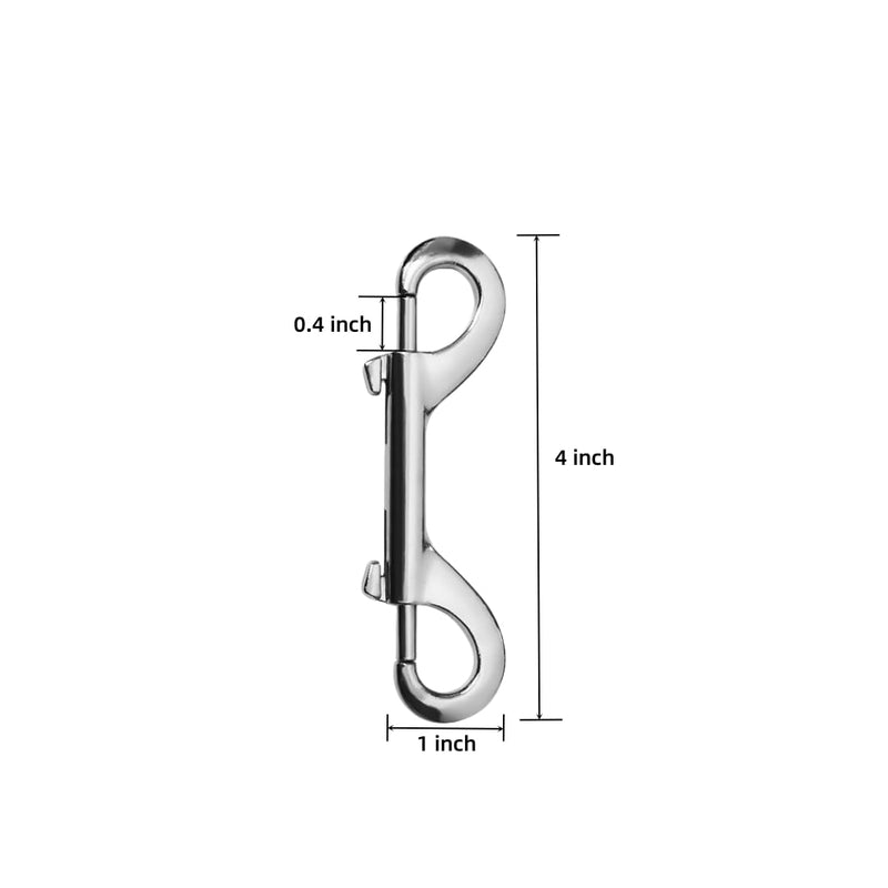 [Australia - AusPower] - 2 PCS Double Ended Snaps, 4 Inch Zinc Alloy Trigger Metal Clip, Silver Double Ended Snap Hooks for Pet Dog Leash, Key Holder, Carabiner, Home, Farm. 