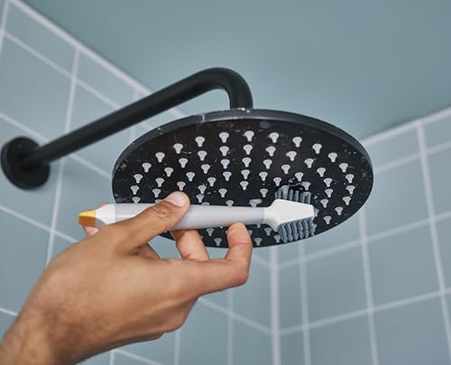 Joseph Joseph CleanTech Detail Cleaning Set, Tile Scrubber & Detail Brush, V-Shaped Bristles for Grout, Non-Slip Handles