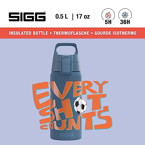 SIGG - Insulated Kids Bottle - Shield One Therm - For Carbonated Beverages - Dishwasher Safe - Stainless Steel - 17 Oz Ballgame