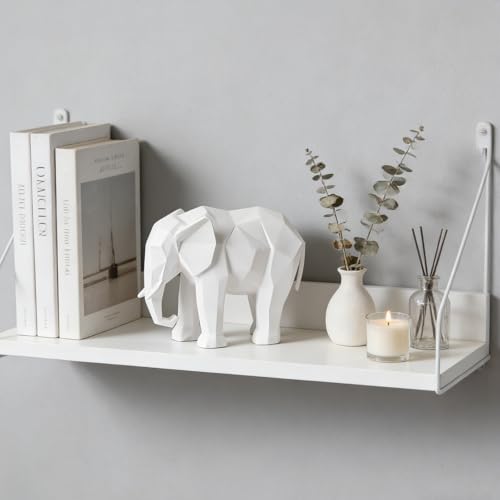 Cynkeyee Elephant Figurine Statue, White Decorations, 6x2.25x4.5 Inch