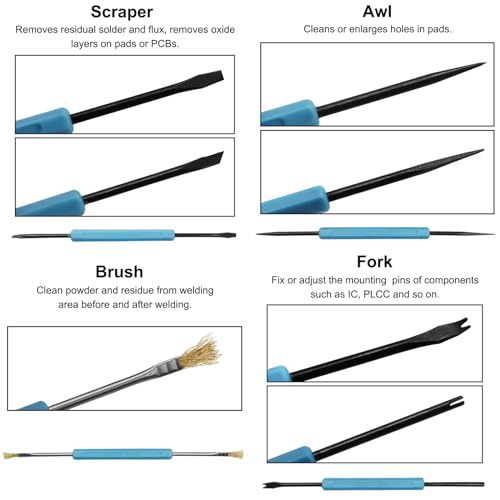 6 in 1 Welding Tool Kit, Double Sided Soldering Assistence Disassembly Tool, PCB Cleaner, PCB Repair Kit (Blue)