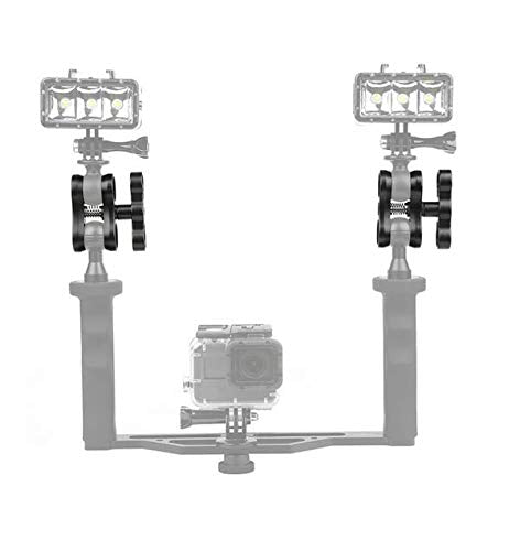 4 Pcs 1" Aluminum Ball Clamp Mount for Underwater Diving Light Arms Tray System, Photography Diving Camera Black 4pcs