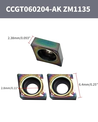 CCGT060204-AK CCGT21.51 R0.4 Aluminium Inserts, DLC Colour Coated, Carbide Rotary Inserts for Drilling and External Circular Cutting for Aluminium, Copper and Plastic, Pack of 10 CCGT060204 Coloured Coating