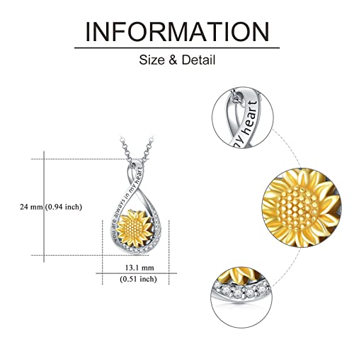 MONGAS Sunflower Urn Necklace for Ashes 925 Sterling Silver You Are My Sunshine Keepsake Necklace for Ashes Infinity Sunflower Cremation Jewelry Gifts for Loved Ones Women