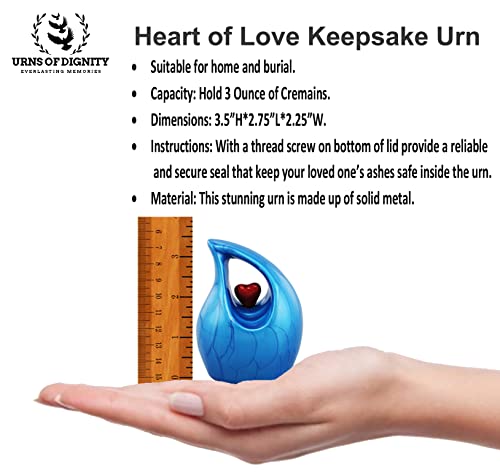 Keepsake Urn for Human Ashes – Heart Design Memorial Urn, Small Cremation Urn, Funeral Urn for Women & Men, Home Display or Burial (Non-Customize, Keepsake 1)