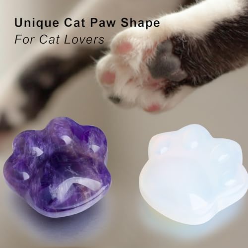 Opal Cat Crystal Worry Stone, Natural Healing Stone Gift Opal