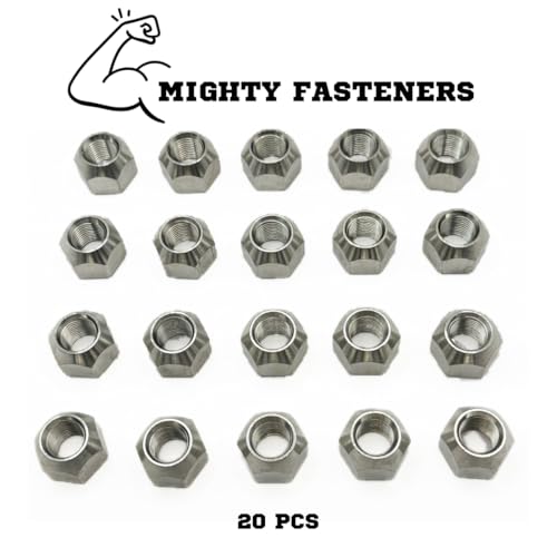 Mighty Fasteners 304 stainless steel open cone wheel lug nuts, 1/2"-20 thread, 20-pack for trailers and RVs