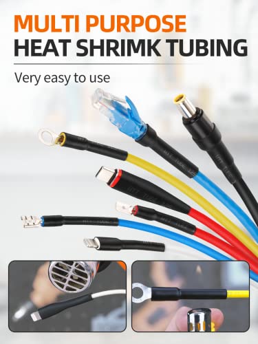 Eventronic Heat Shrink Tubing Set 900 Pieces 12 Sizes 1-12.7 mm 45 mm Black | Heat Shrink Tubing IP56 Water Protection Black 45mm Long 12 Sizes from 1-12.7mm for Cable Protection, Repair and Insulation 900 Pezzi, 45mm, Nero