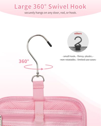 CUBETASTIC Mesh Shower Caddy Bag Portable - Large Capacity Shower Bag with Waterproof Phone Pocket & Sturdy Hook, Dorm Shower Caddy for Travel, Gym, College Essentials for Women & Men (Pink, M) Pink