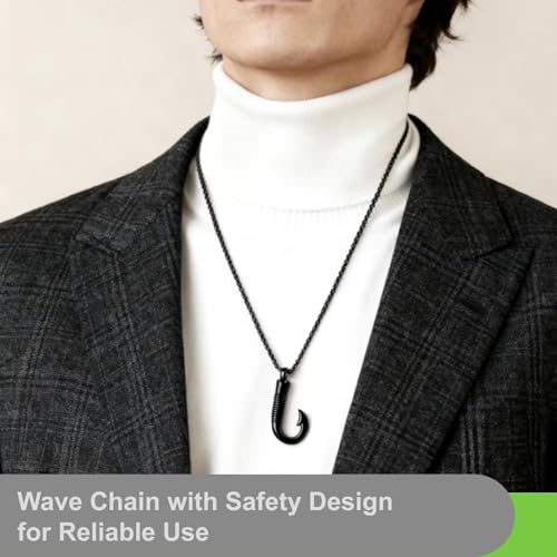 Urn Necklace for Men Stainless Steel Fishing Hook Pendant Charm that Holds Human Ashes Mens Cremation Jewelry Ash Holder Memorial Fish Pendants and Urns for Ash Tribute