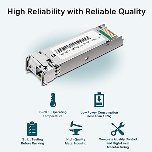 TP-Link TL-SM321A 1G Mini-GBIC Single-Mode Transceiver Module, 1000Base-BX WDM Bi-Directional SFP Module, LC Port, TX: 1550nm RX: 1310nm (Pack of 2) Pack of 2