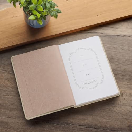When She Speaks Proverbs 31 Woman Bible Verse Ivory Faux Leather Journal Inspirational Notebook w/Ribbon Marker and Lined Pages, 6 x 8.5 Inches