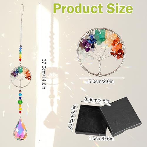 Tree of Life Rainbow Hanging Ornament with Gift Box, Spiritual Gifts Round