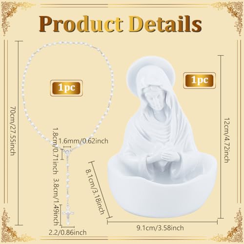 ORIGACH Our Lady of Grace Statue Virgin Mary Keepsake with Rosary Necklace