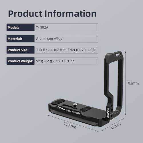 Nitze Z8 L Bracket for Nikon Z 8 Camera - T-N02A