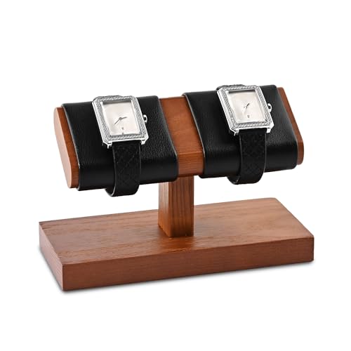 Solid Wood Double Watch Display Stand Black