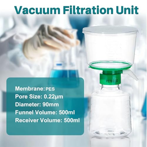 Lichen cottage 500ml PES bottle top vacuum filter unit, 0.22μm membrane, individually wrapped