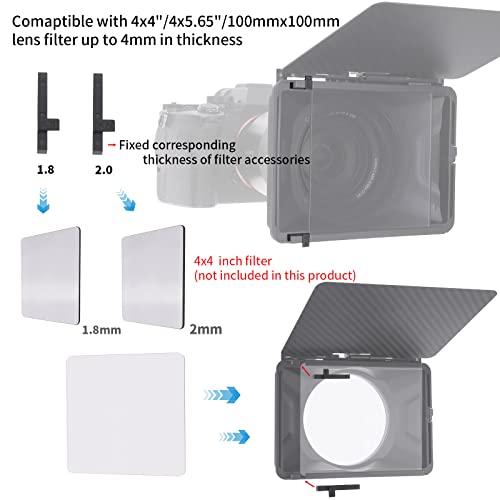 FOTGA Mini Lightweight Clamp-On Matte Box with Carbon Fiber Top Flag for DSLR Mirrorless Camera Compatible with 4x4 4x5.65 67mm/72mm/77mm/82mm Filters (Starter Version)