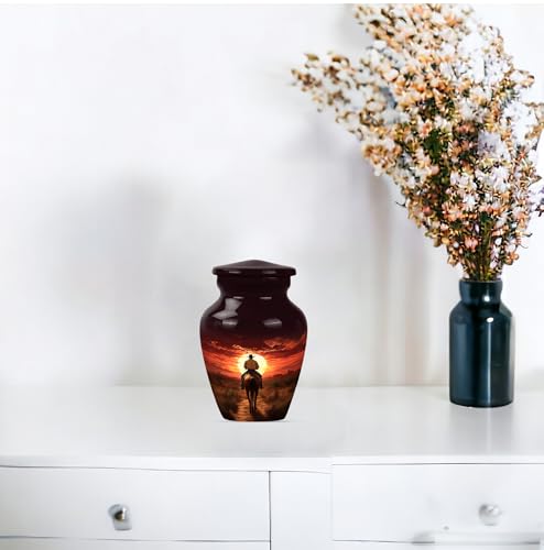 Cowboy Urn for Ashes for Women - Mini Urns for Human Ahses - Keepsake Cremation Holders for Women - Memorial Urns for Human Adult Man(Size:- 3" 1Pc) Cowboy 3 inch (1 piece)