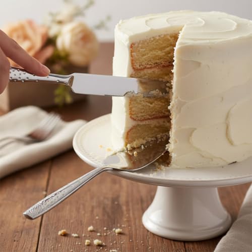 nambe Dazzle Cake & Knife Server Set