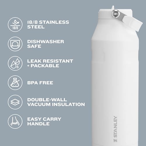 Stanley IceFlow Flip Straw Water Bottle 17 oz | Built-In Straw for Travel and Sports | Lightweight and Leak Resistant | Insulated Stainless Steel | BPA-Free | Charcoal 17 Ounces